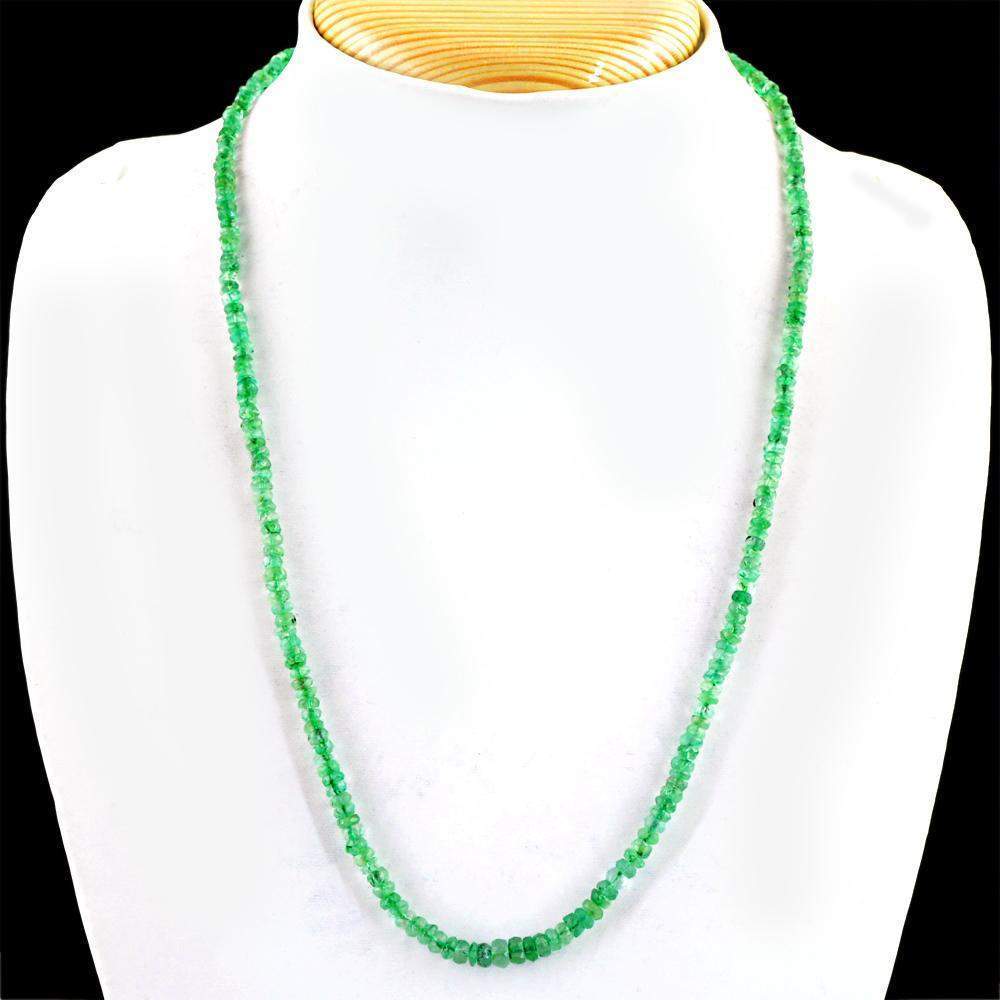 gemsmore:Untreated Green Emerald Necklace Natural Round Shape Faceted Beads