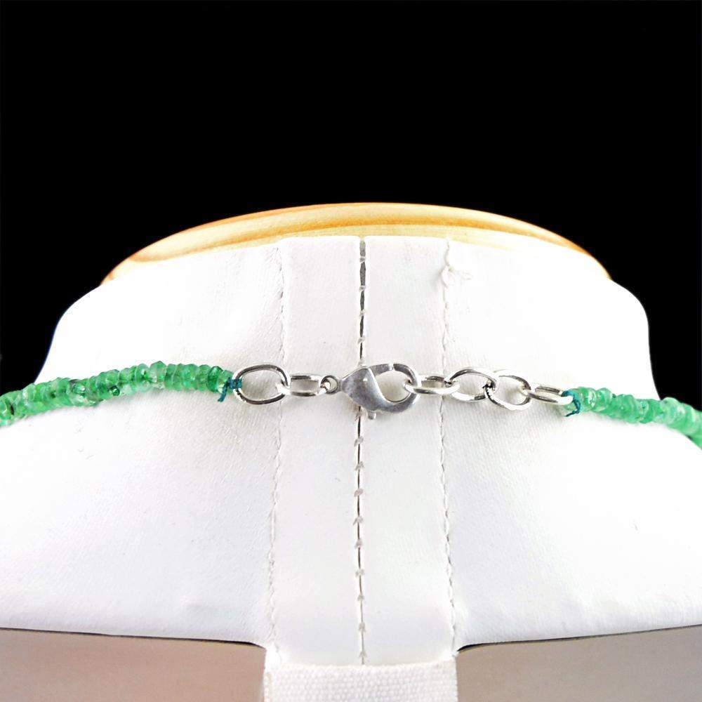 gemsmore:Untreated Green Emerald Necklace Natural Round Shape Faceted Beads