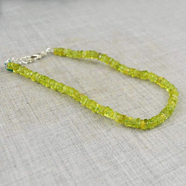 gemsmore:Untreated Green Peridot Bracelet Natural Genuine Beads