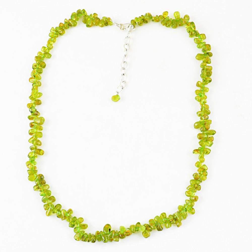 gemsmore:Untreated Green Peridot Necklace Natural Tear Drop Beads
