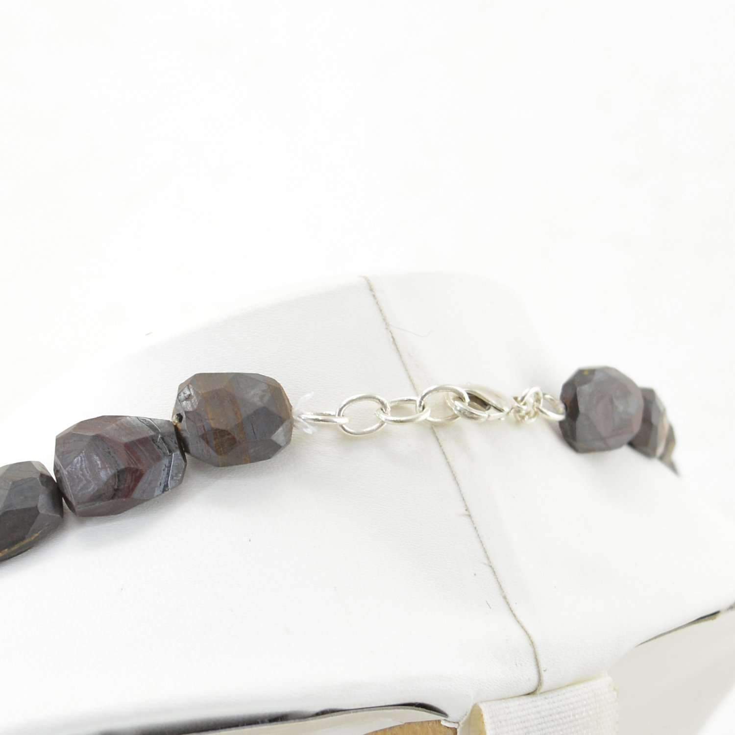 gemsmore:Untreated Iron Tiger Eye Necklace Natural Faceted Beads