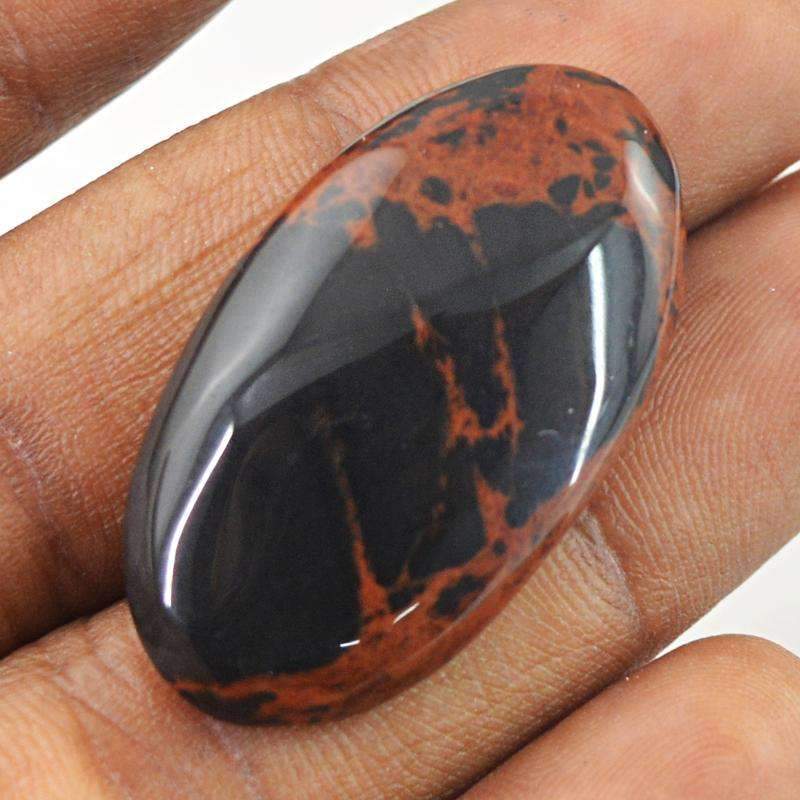 gemsmore:Untreated Mahogany Jasper Gemstone - Natural Oval Shape