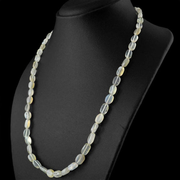 gemsmore:Untreated Moonstone Necklace Natural Oval Shape Beads