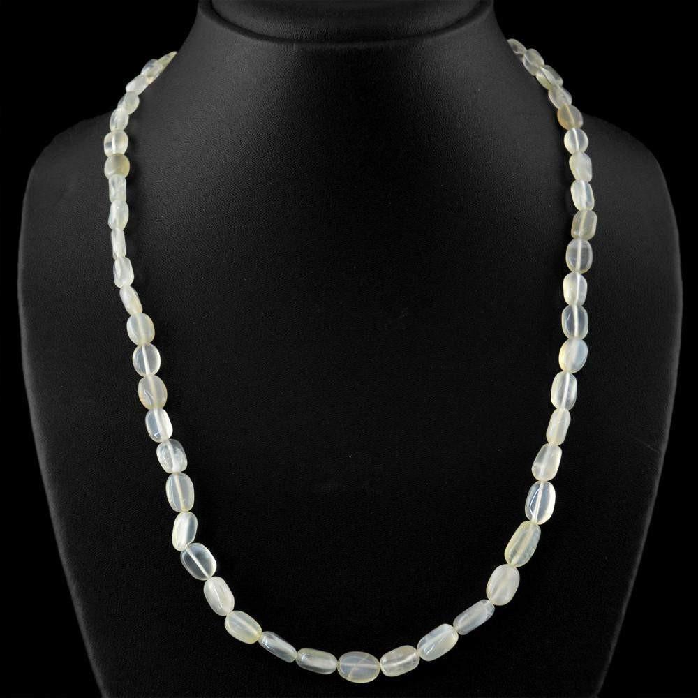 gemsmore:Untreated Moonstone Necklace Natural Oval Shape Beads