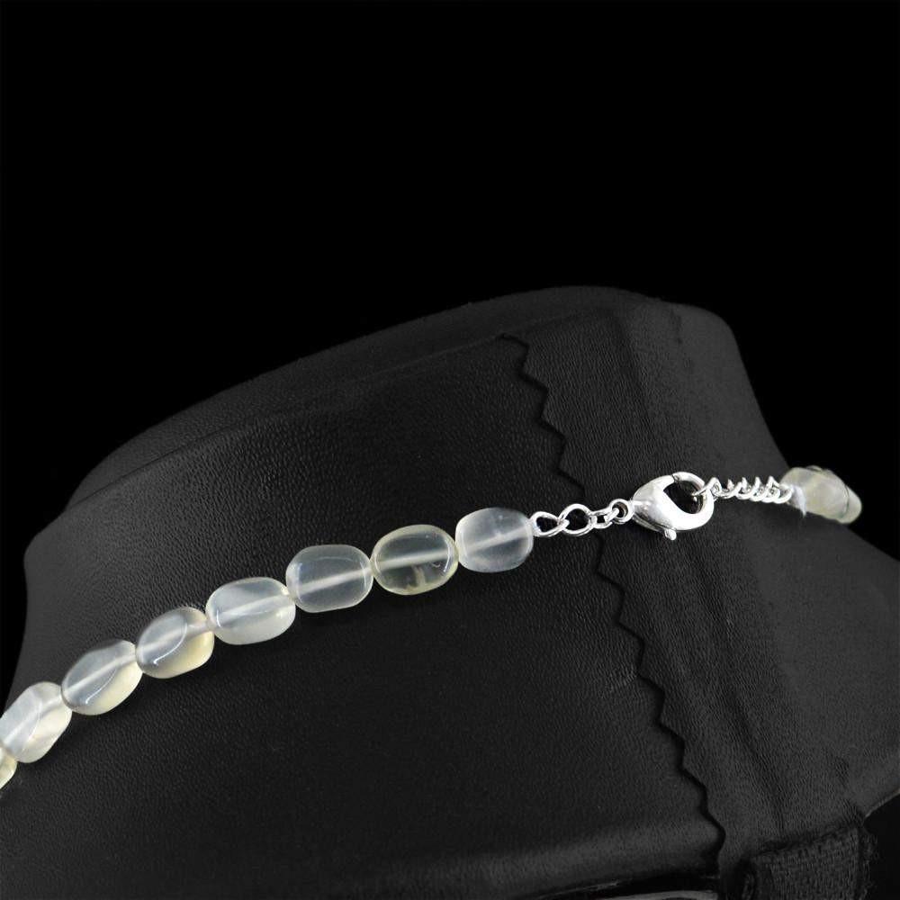 gemsmore:Untreated Moonstone Necklace Natural Oval Shape Beads