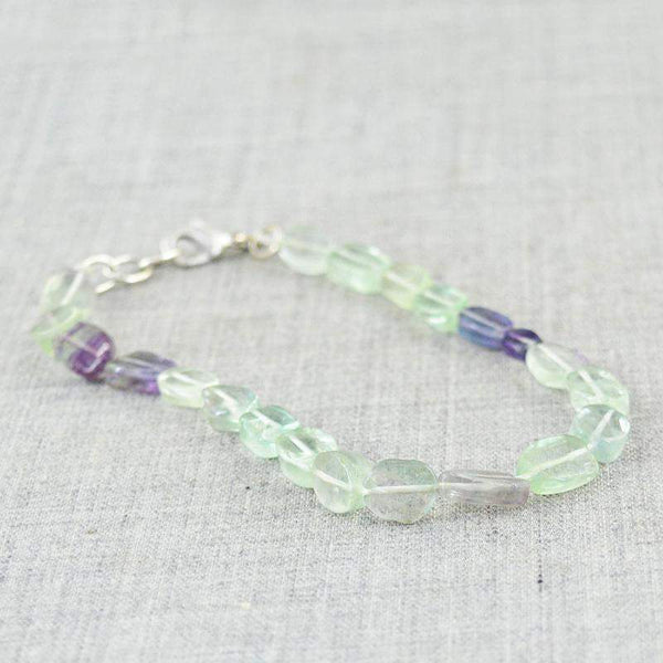 gemsmore:Untreated Multicolor Fluorite Bracelet Natural Genuine Beads