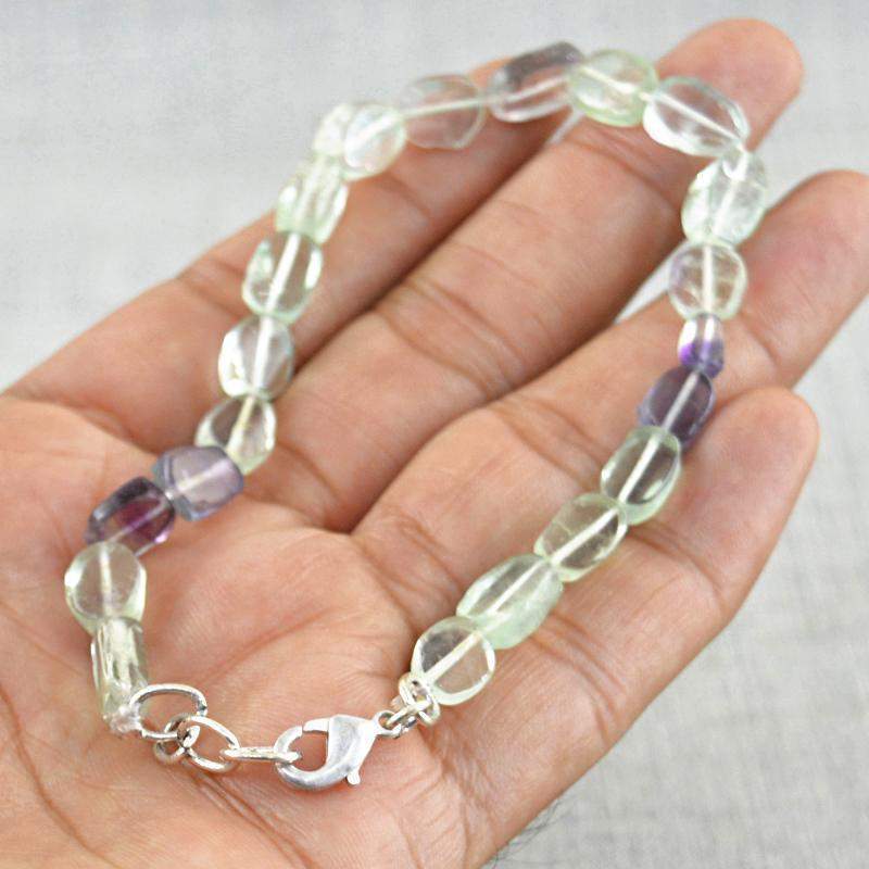 gemsmore:Untreated Multicolor Fluorite Bracelet Natural Genuine Beads