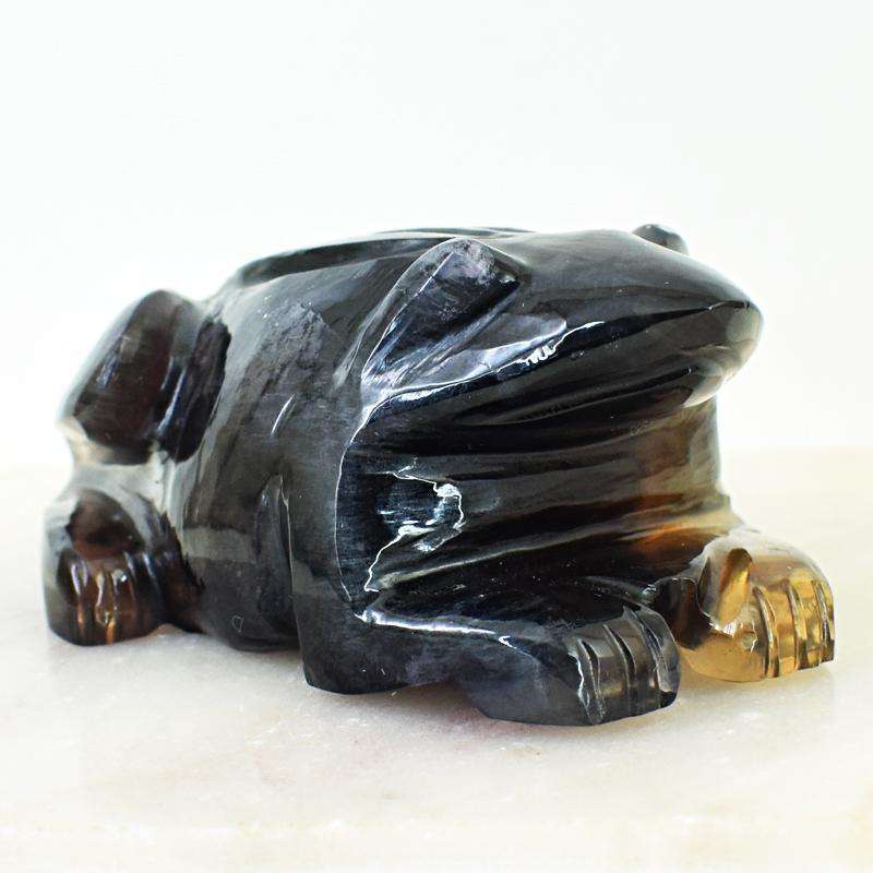 gemsmore:Untreated Multicolor Fluorite Frog - Hand Carved