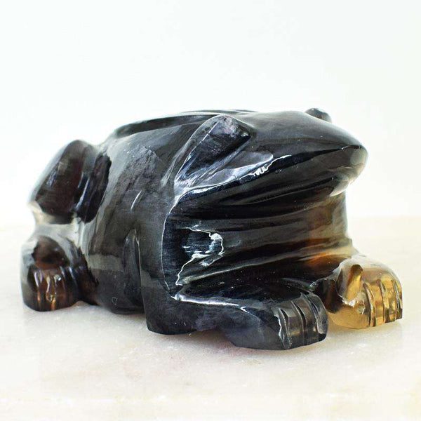 gemsmore:Untreated Multicolor Fluorite Frog - Hand Carved