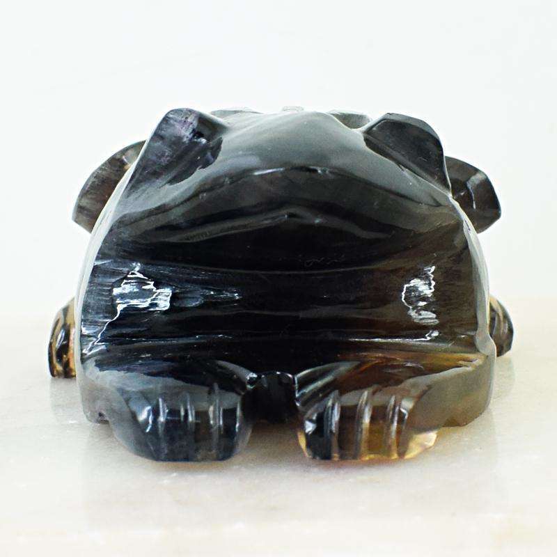 gemsmore:Untreated Multicolor Fluorite Frog - Hand Carved