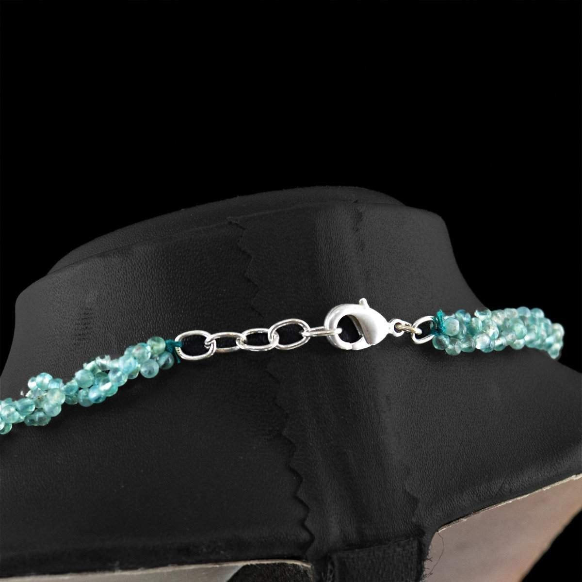 gemsmore:Untreated Natural Blue Apatite Necklace Round Shape Beads