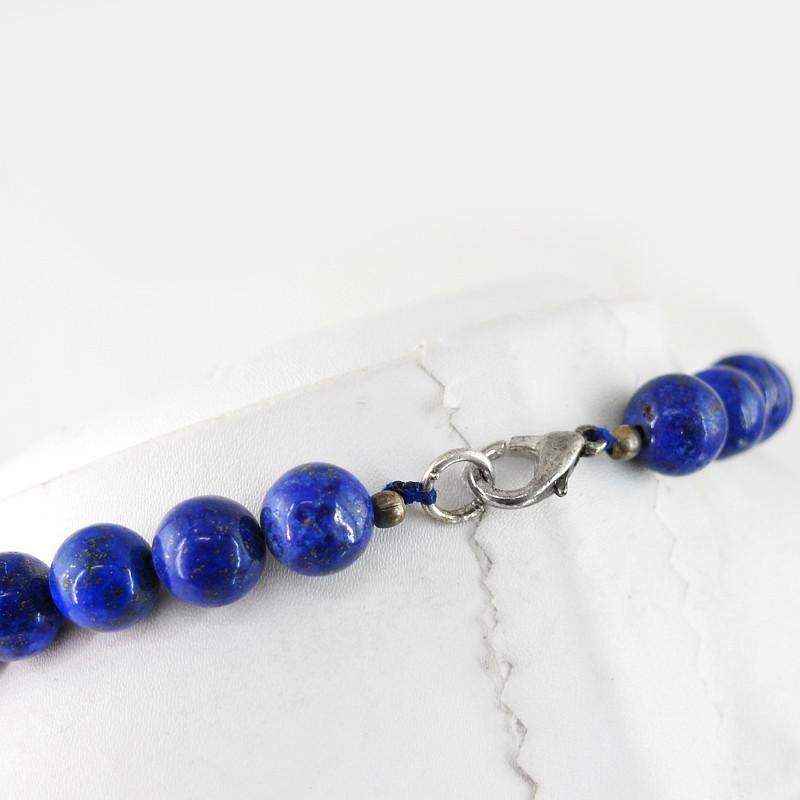 gemsmore:Untreated Natural Blue Lapis lazuli Necklace Round Shape Faceted Beads