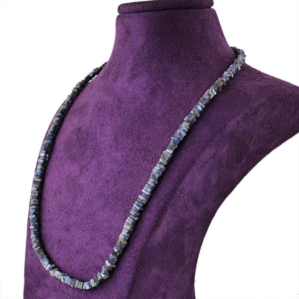 gemsmore:Untreated Natural Blue Tanzanite Beads Necklace