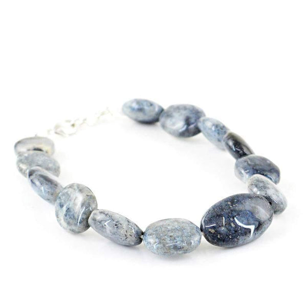 gemsmore:Untreated Natural Dendrite Opal Bracelet Oval Shape Beads