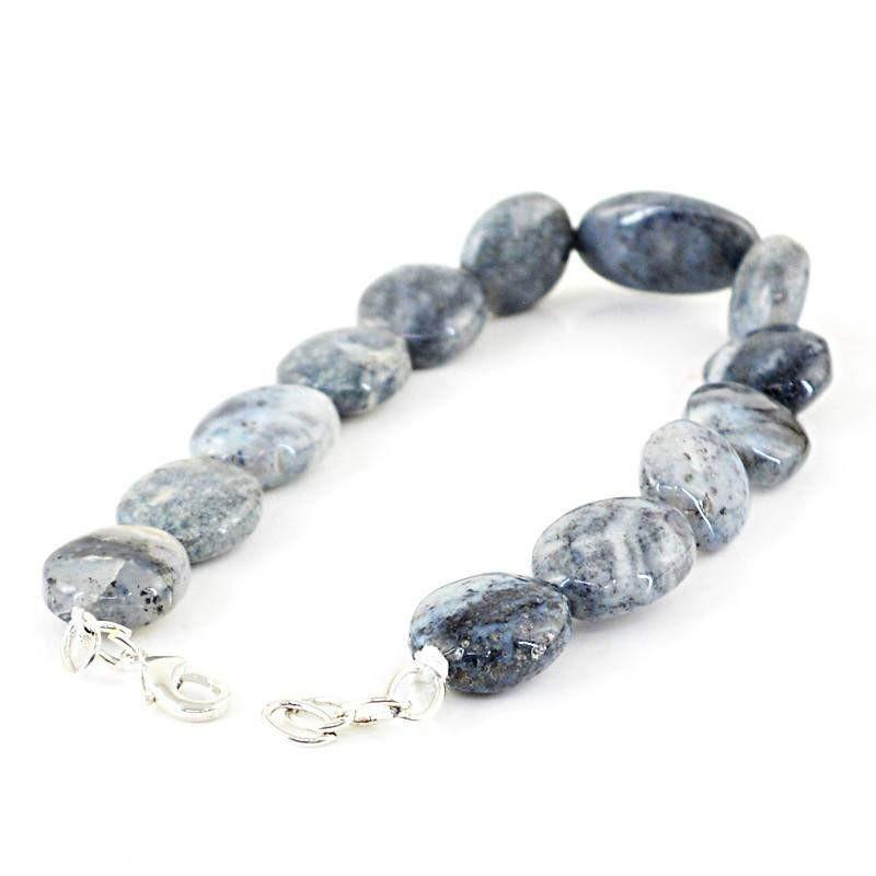 gemsmore:Untreated Natural Dendrite Opal Bracelet Oval Shape Beads