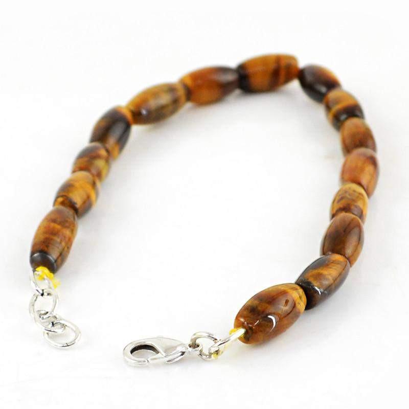 gemsmore:Untreated Natural Golden Tiger Eye Beads Bracelet