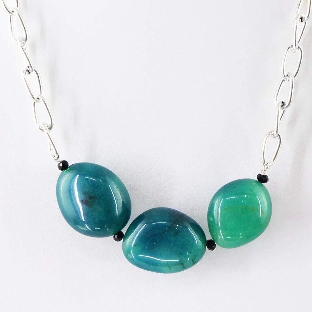 gemsmore:Untreated Natural Green Aquamarine Beads Necklace