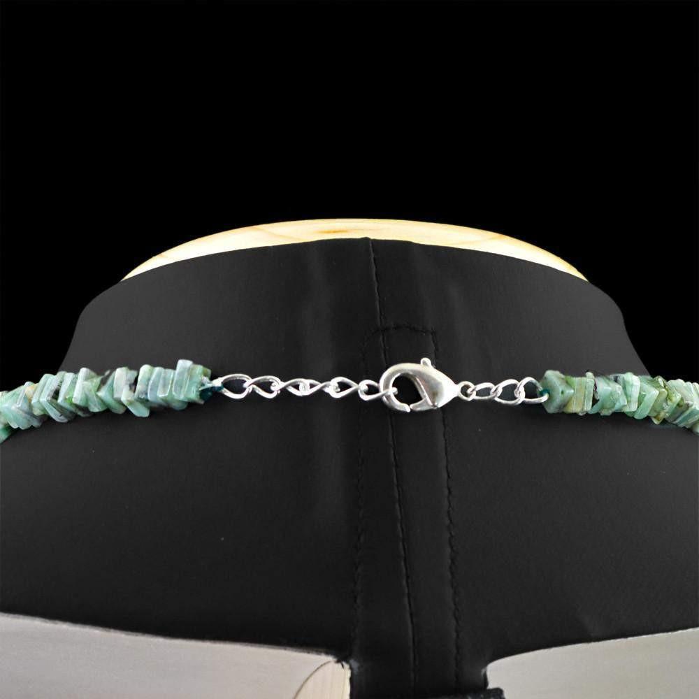 gemsmore:Untreated Natural Green Emerald Beads Necklace