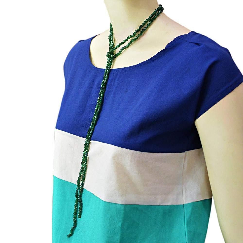 gemsmore:Untreated Natural Green Jade Necklace Round Shape Beads