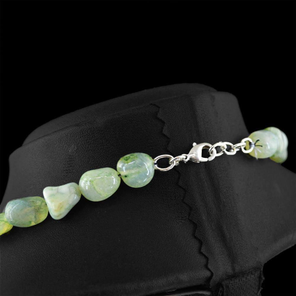 gemsmore:Untreated Natural Green Onyx Beads Necklace