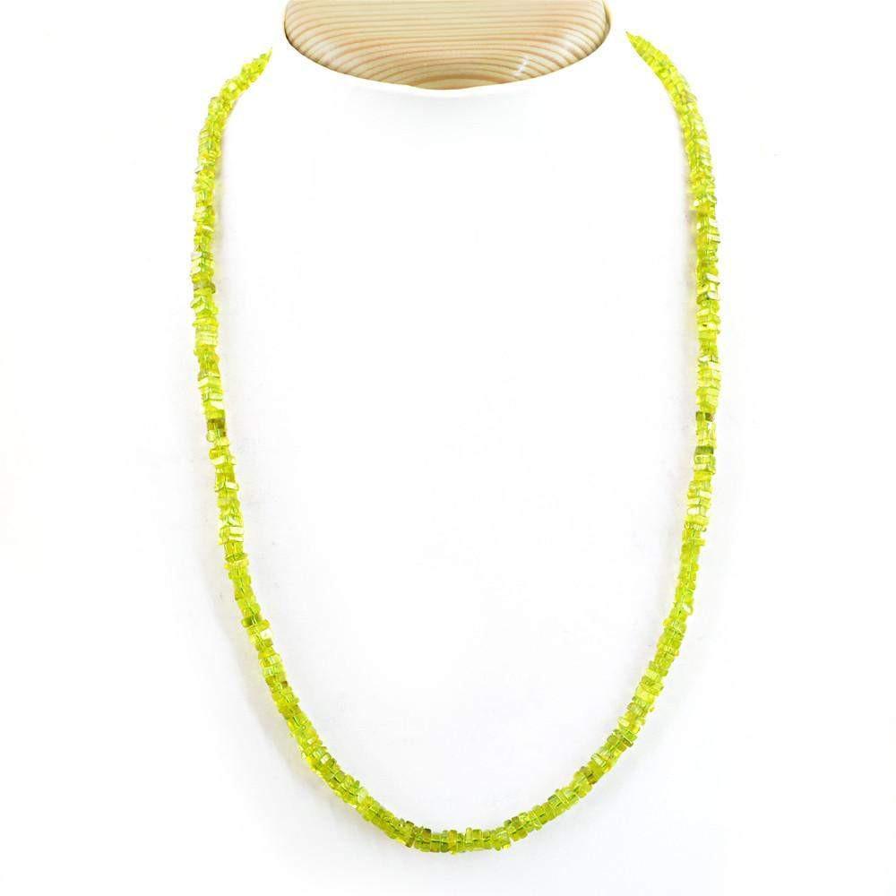 gemsmore:Untreated Natural Green Peridot Beads Necklace