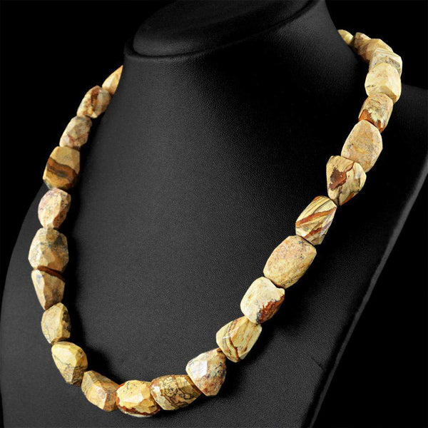gemsmore:Untreated Natural Jasper Necklace Single Strand Faceted Beads