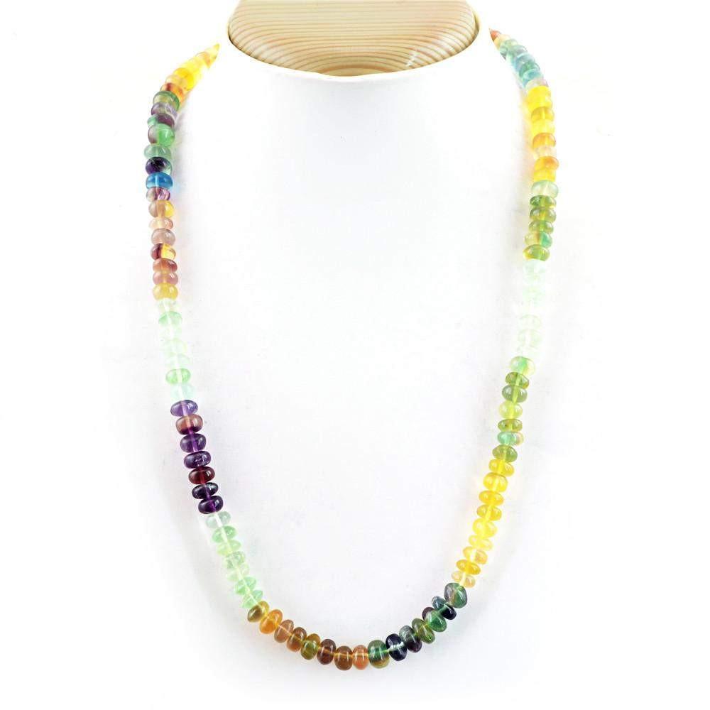 gemsmore:Untreated Natural Multicolor Fluorite Necklace Round Beads