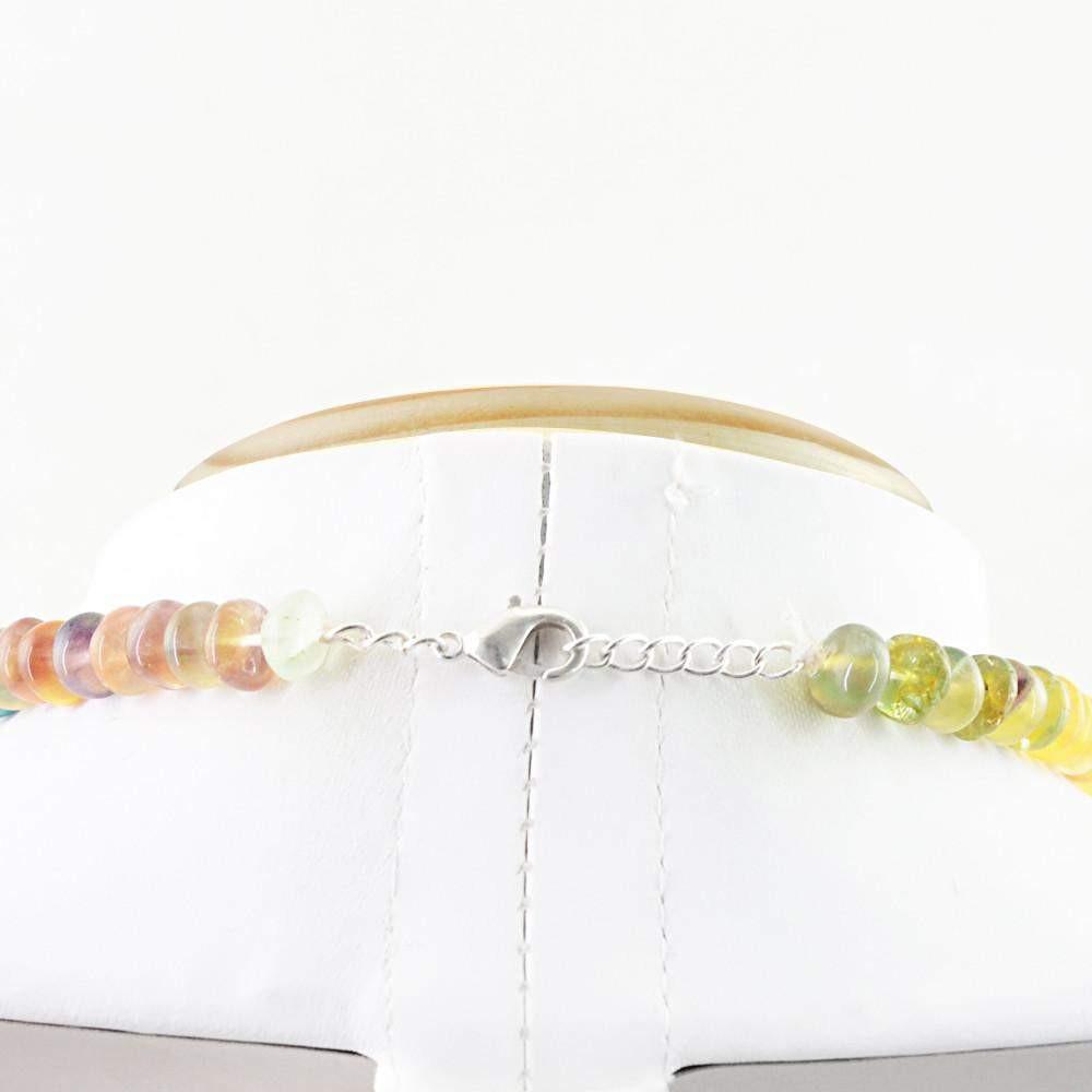 gemsmore:Untreated Natural Multicolor Fluorite Necklace Round Beads