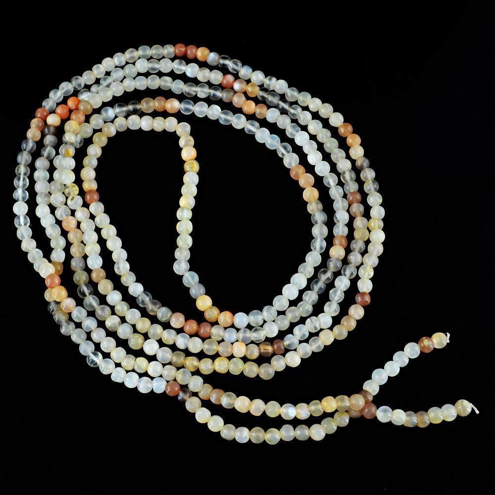 gemsmore:Untreated Natural Multicolor Moonstone Necklace Round Shape Beads