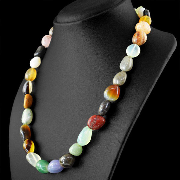 gemsmore:Untreated Natural Multicolor Multi Gemstone Beads Necklace