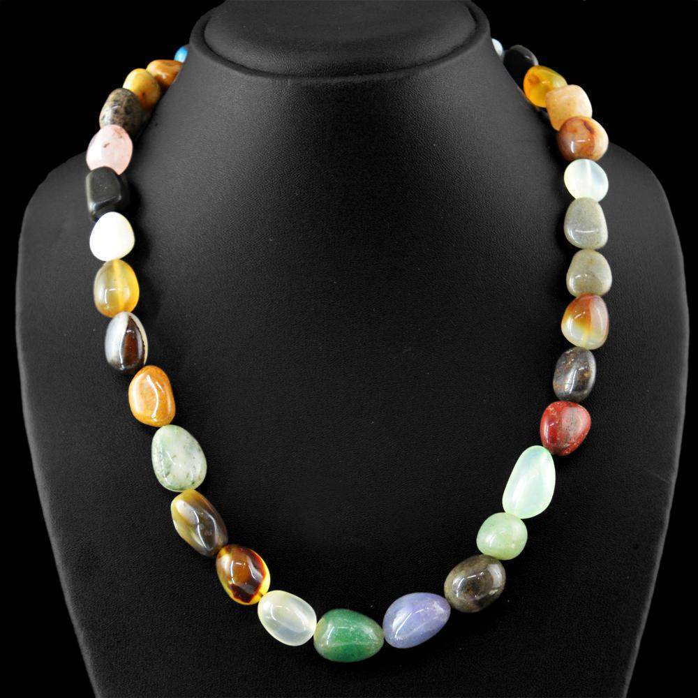 gemsmore:Untreated Natural Multicolor Multi Gemstone Beads Necklace
