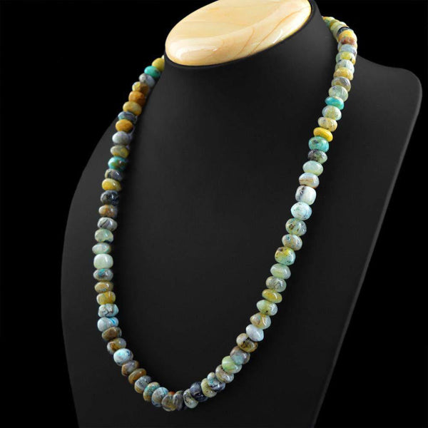 gemsmore:Untreated Natural Peruvian Opal Necklace Round Shape Beads