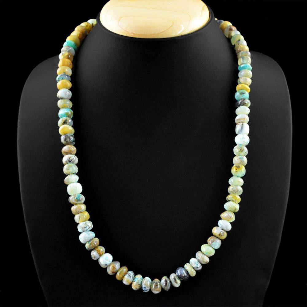 gemsmore:Untreated Natural Peruvian Opal Necklace Round Shape Beads