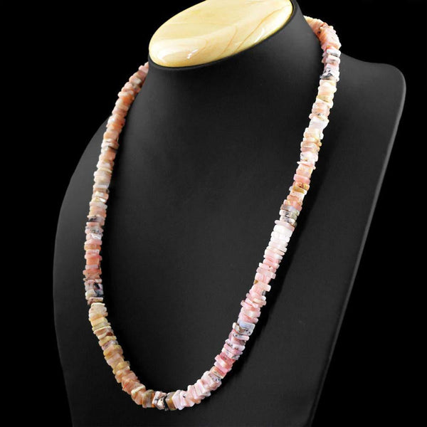 gemsmore:Untreated Natural Pink Australian Opal Beads Necklace