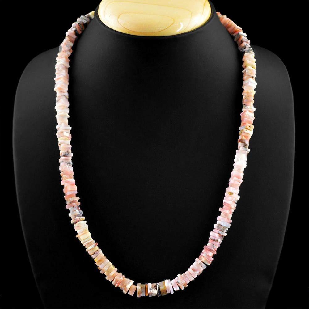 gemsmore:Untreated Natural Pink Australian Opal Beads Necklace