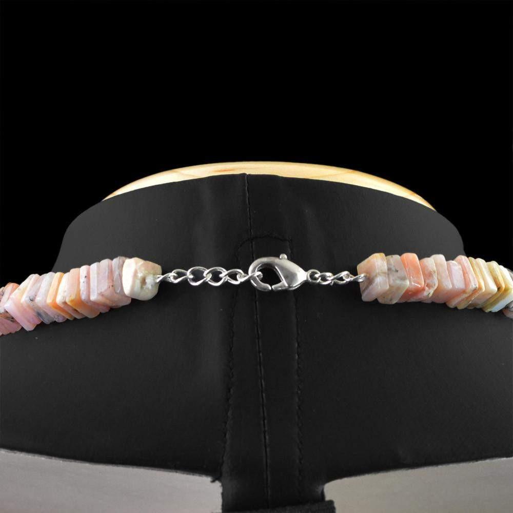 gemsmore:Untreated Natural Pink Australian Opal Beads Necklace