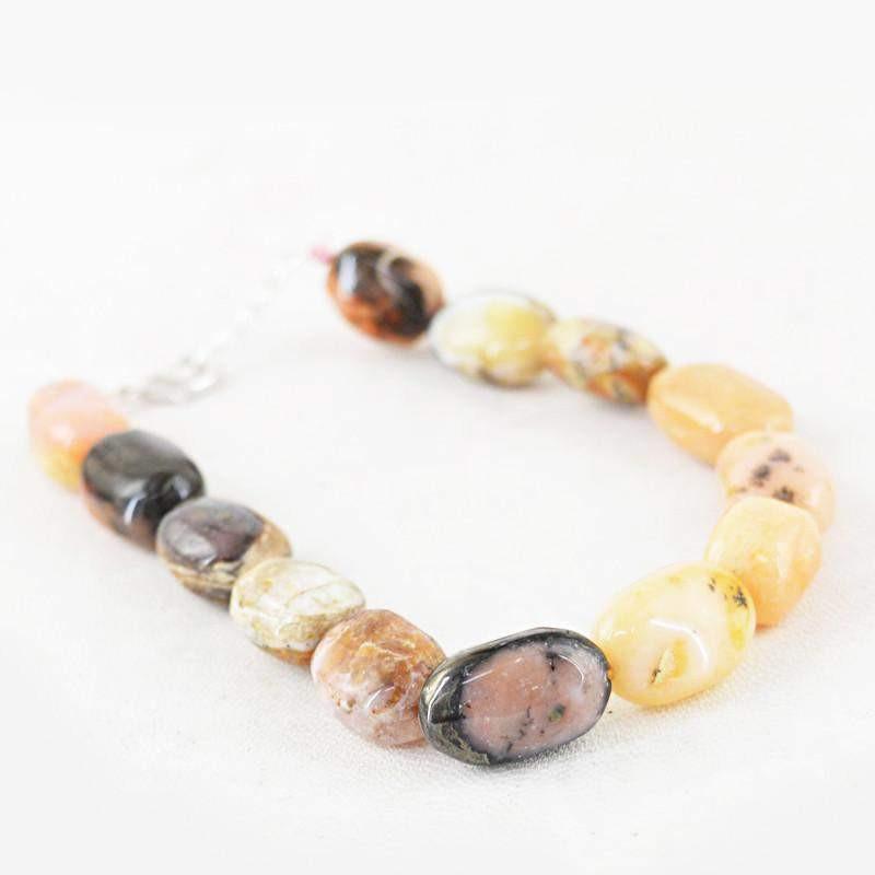 gemsmore:Untreated Natural Pink Australian Opal Bracelet Oval Shape Beads