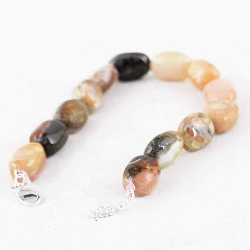 gemsmore:Untreated Natural Pink Australian Opal Bracelet Oval Shape Beads