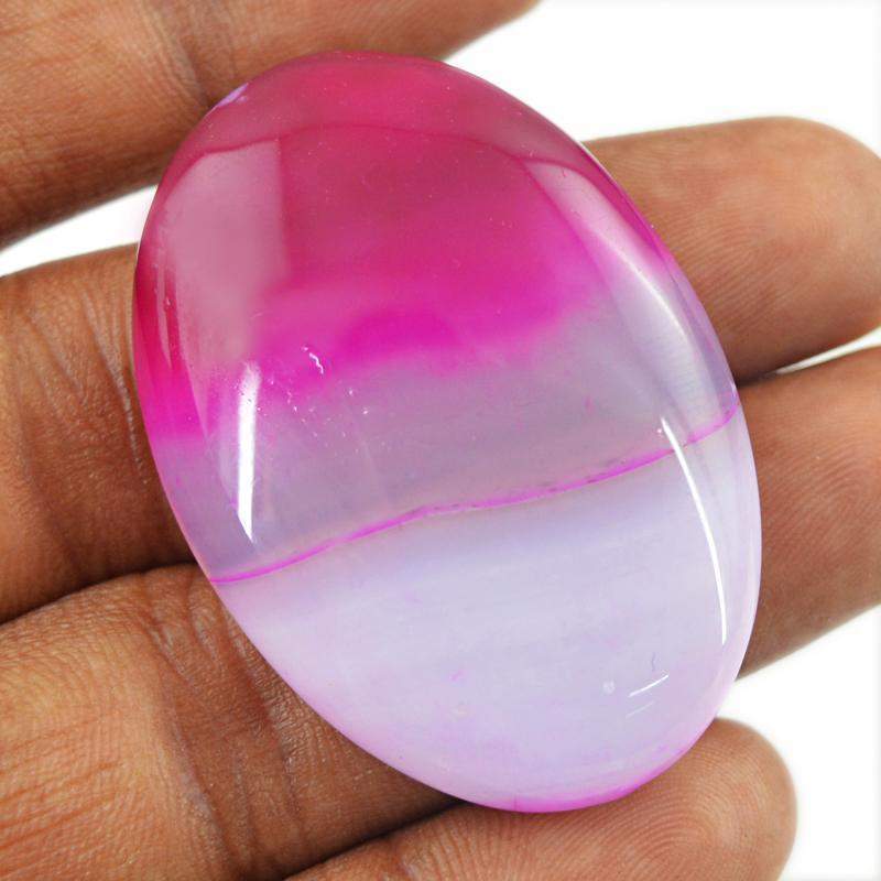 gemsmore:Untreated Natural Pink Onyx Oval Shape Gemstone
