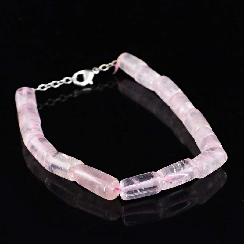 gemsmore:Untreated Natural Pink Rose Quartz Beads Bracelet