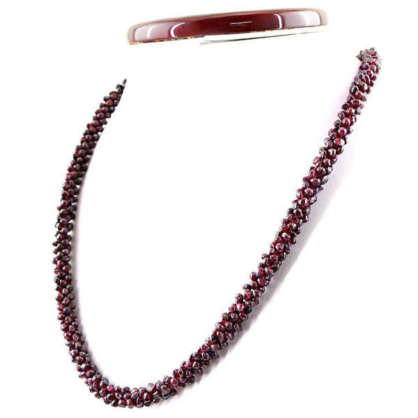 gemsmore:Untreated Natural Red Garnet Necklace Single Strand Genuine Beads