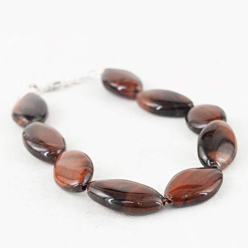 gemsmore:Untreated Natural Red Power Tiger Eye Beads Bracelet