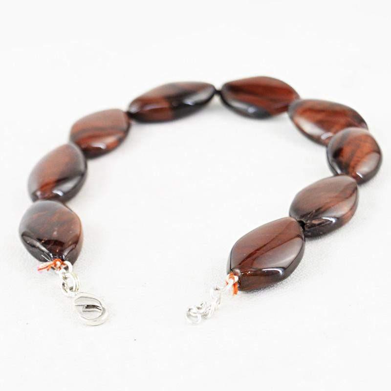 gemsmore:Untreated Natural Red Power Tiger Eye Beads Bracelet