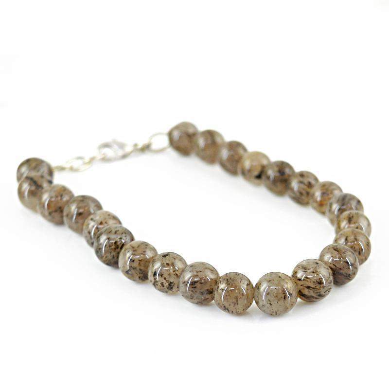 gemsmore:Untreated Natural Rutile Quartz Bracelet Round Shape Beads