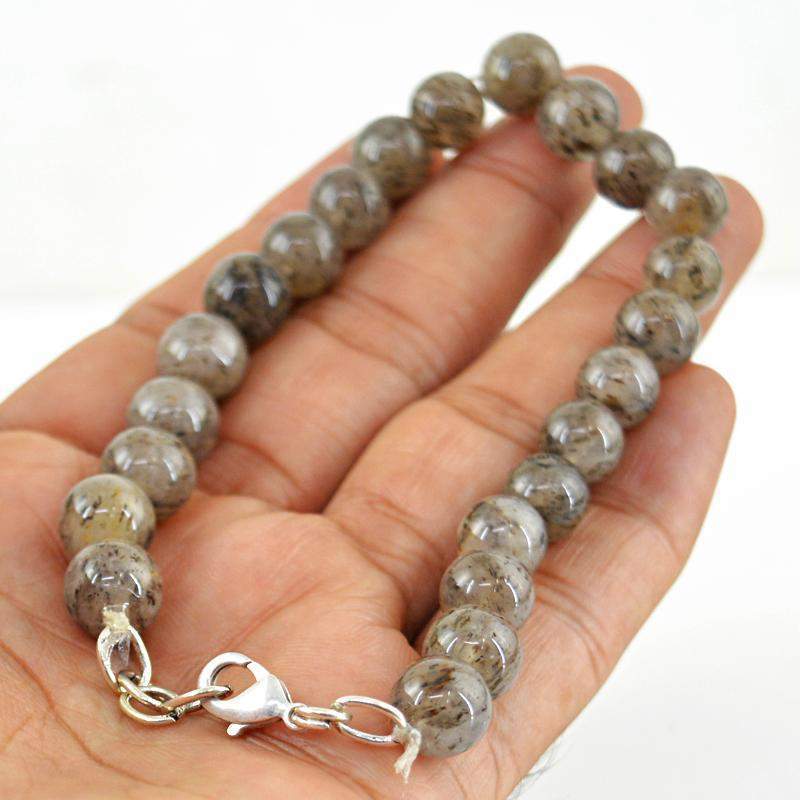 gemsmore:Untreated Natural Rutile Quartz Bracelet Round Shape Beads