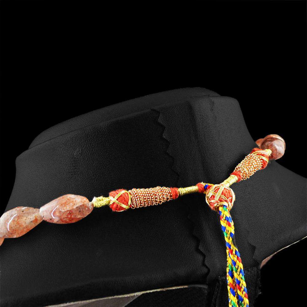 gemsmore:Untreated Natural Rutile Quartz Necklace Single Strand Beads