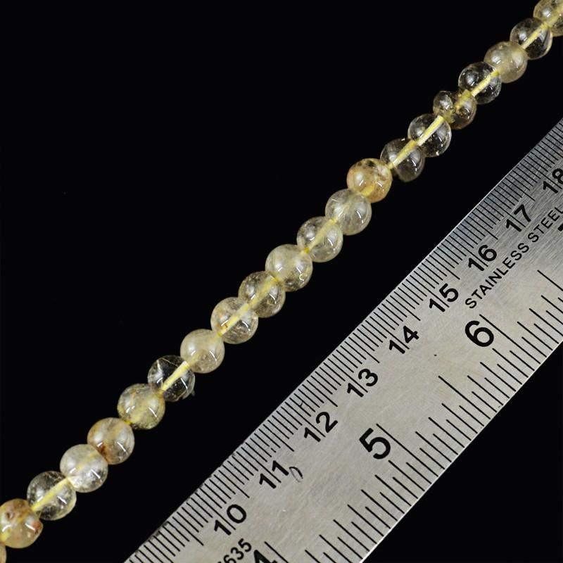 gemsmore:Untreated Natural Rutile Quartz Strand Round Shape Drilled Beads