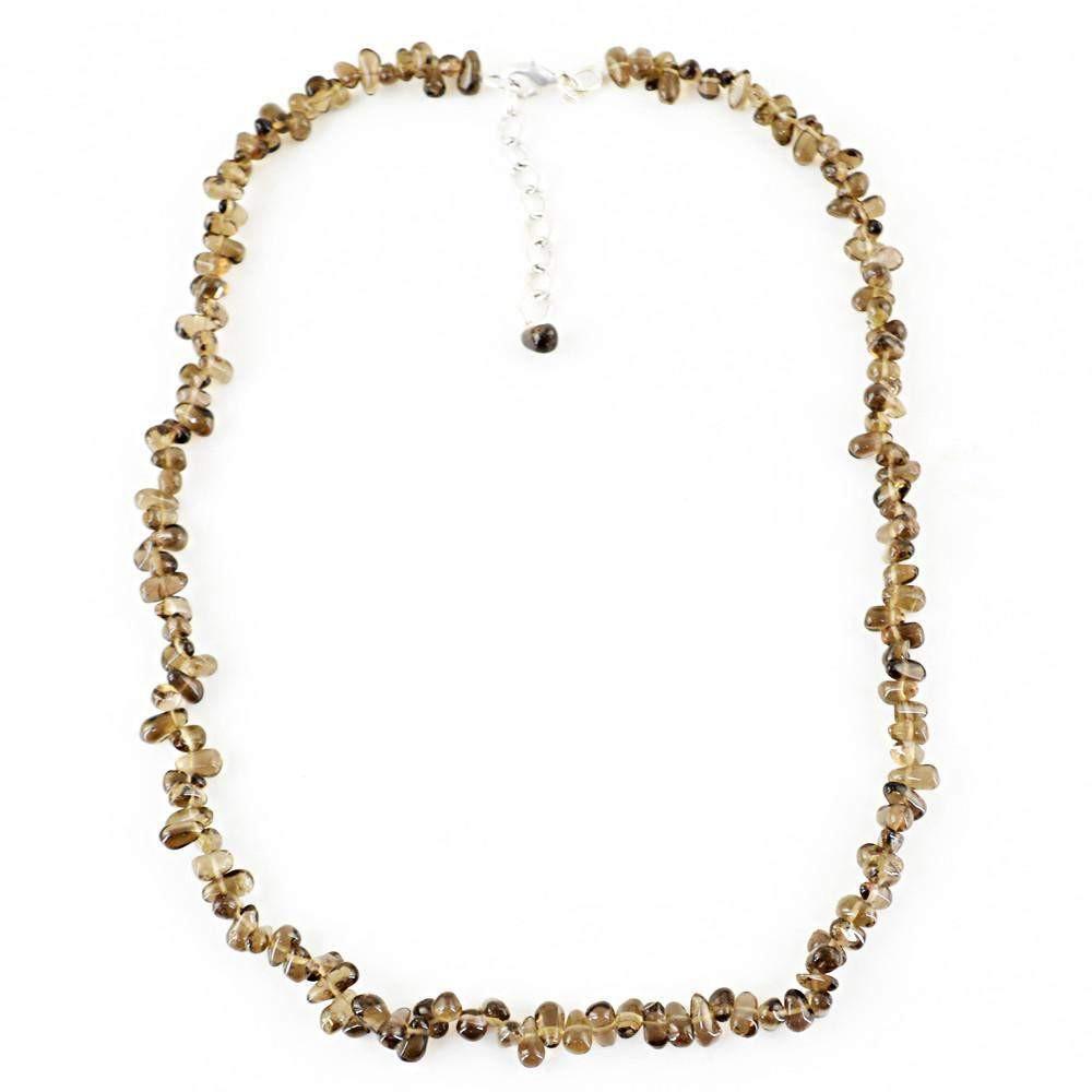 gemsmore:Untreated Natural Smoky Quartz Necklace Tear Drop Beads