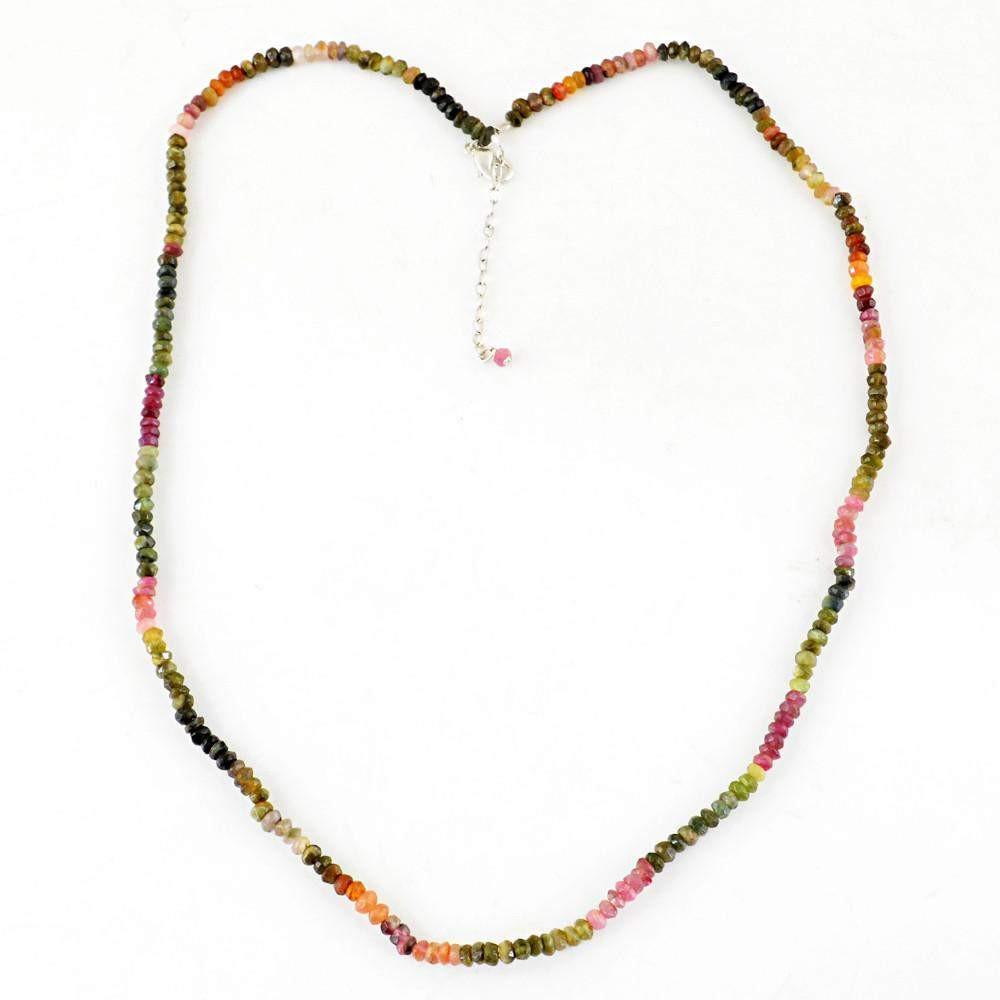 gemsmore:Untreated Natural Watermelon Tourmaline Necklace Round Cut Beads
