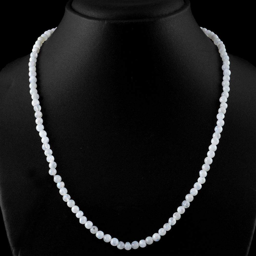 gemsmore:Untreated Natural White Moonstone Necklace Round Shape Beads